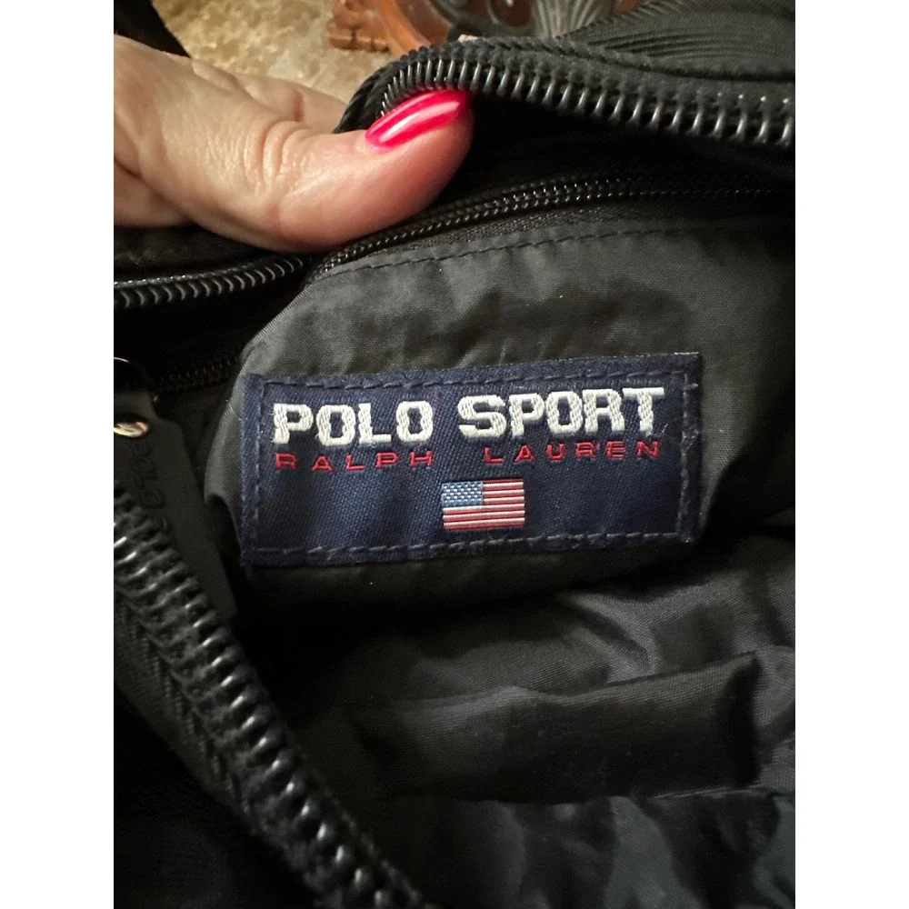 Polo Sport Ralph Lauren Crossbody Bag Black Nylon Canvas Mini Tote 90s Vintage